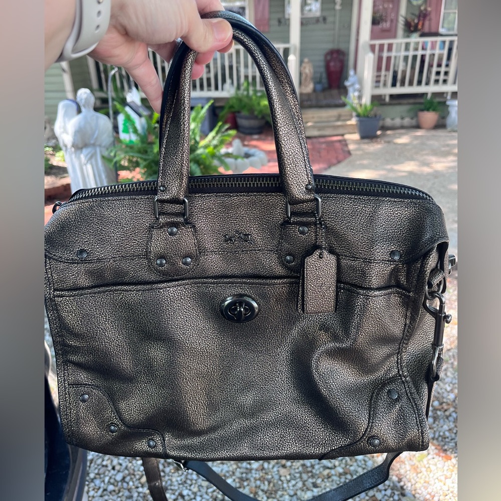 Metallic Coach Satchel Handbag